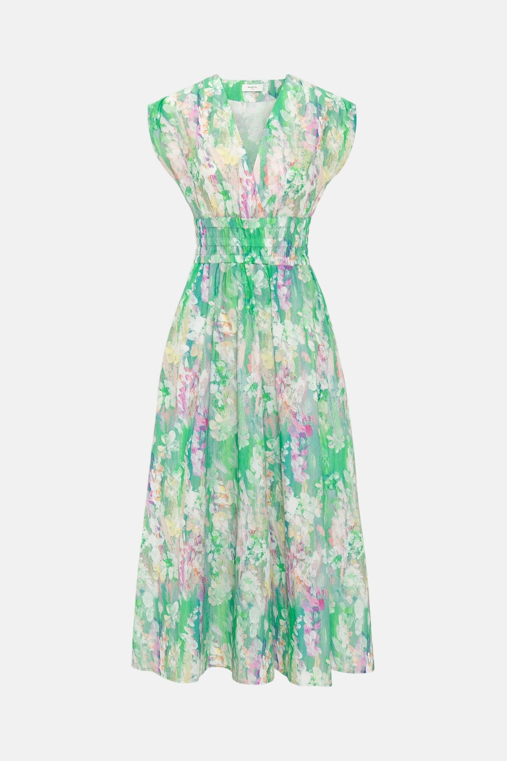Vestido midi verde estampado algodón