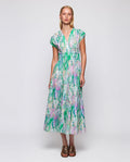 Vestido midi verde estampado algodón