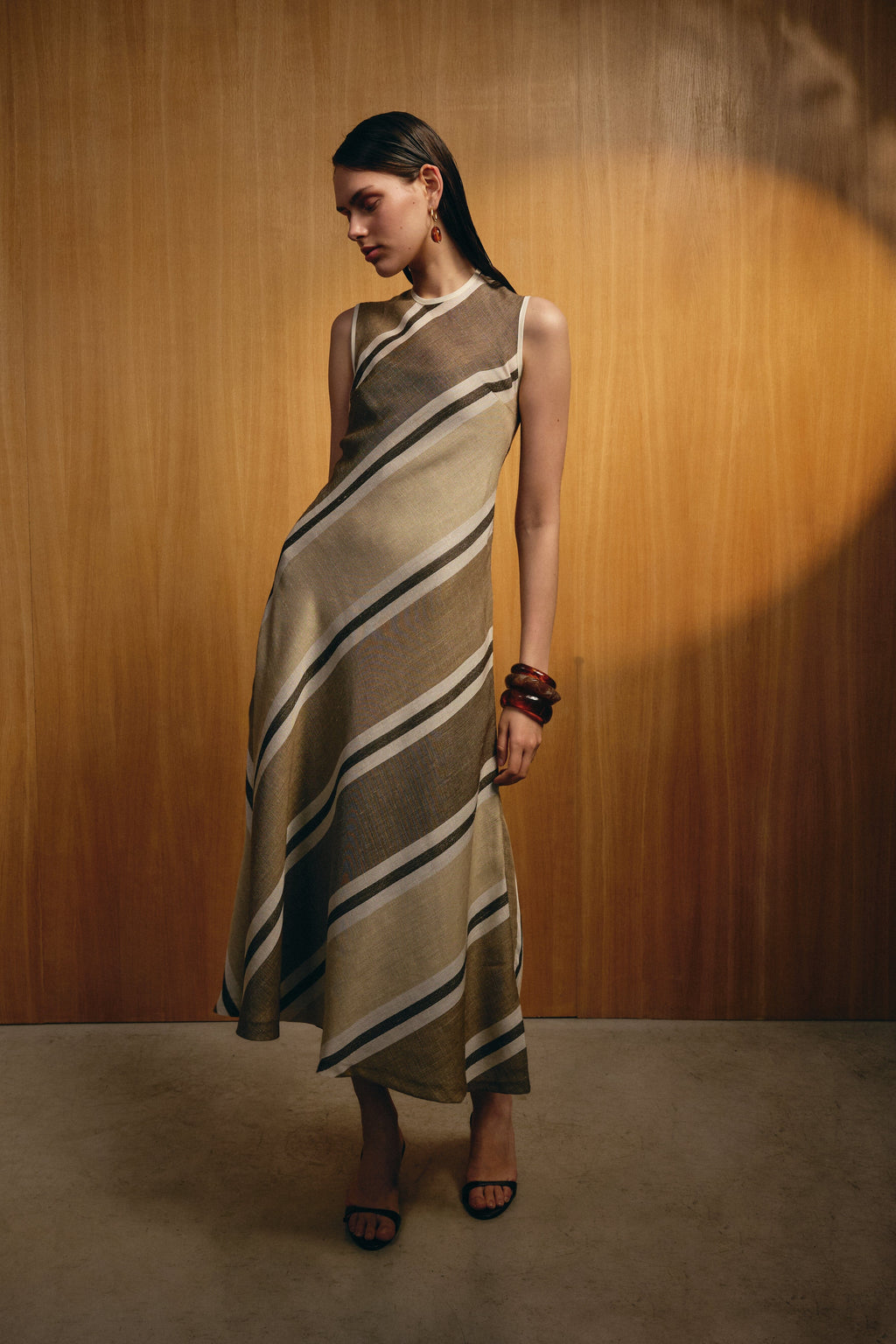 Vestido Moka Rayas Marrón