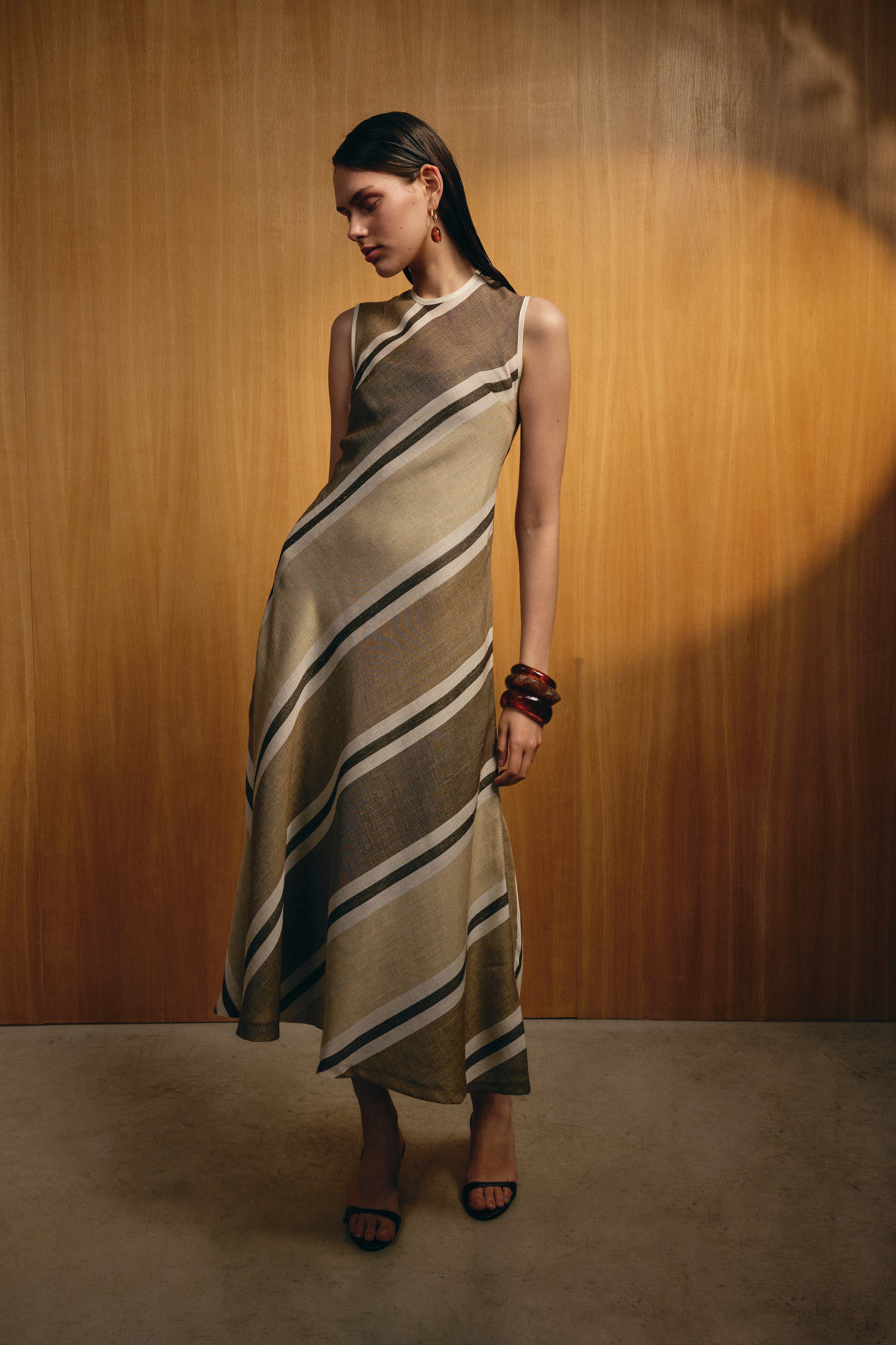 Vestido Moka Rayas Marrón