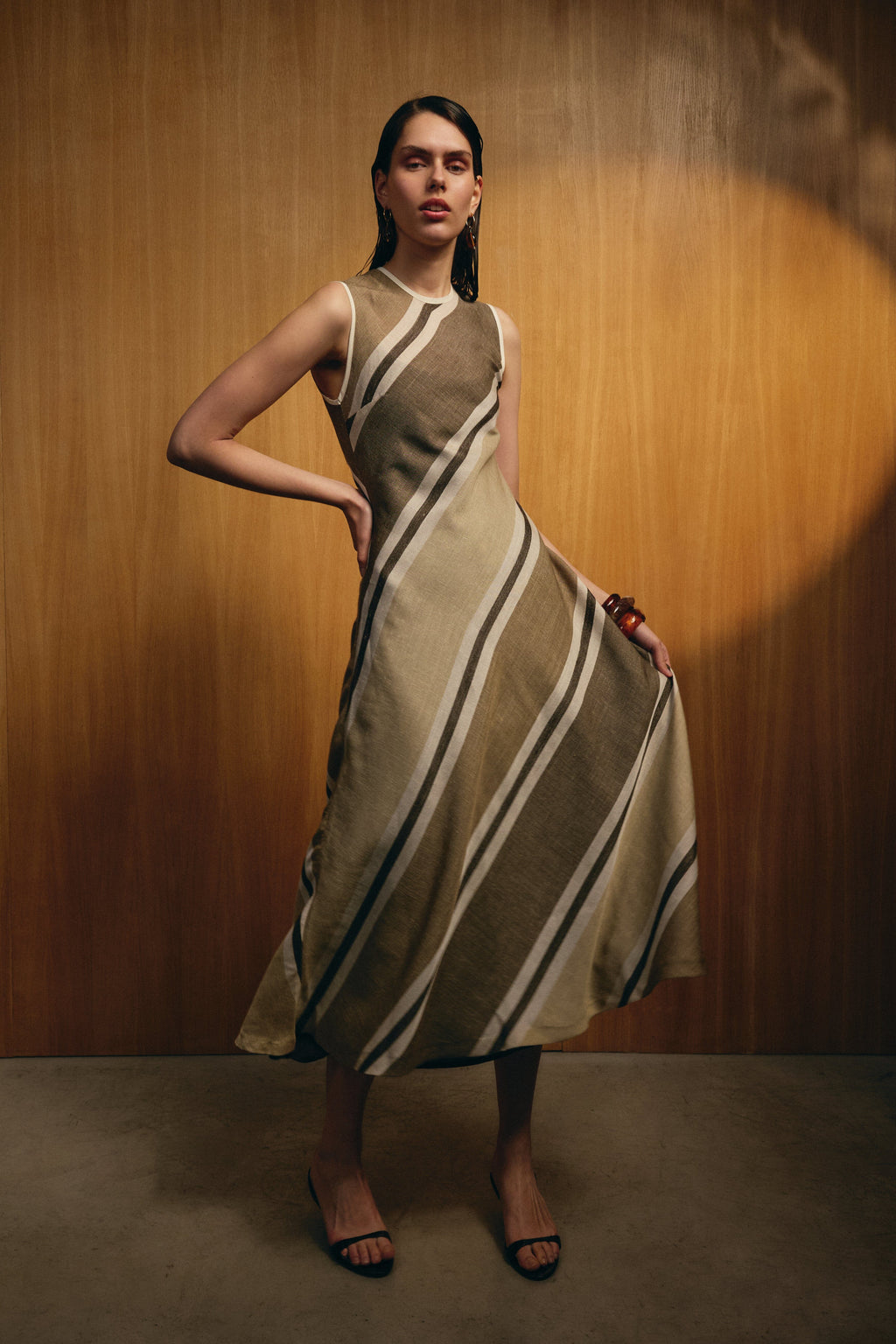 Vestido Moka Rayas Marrón