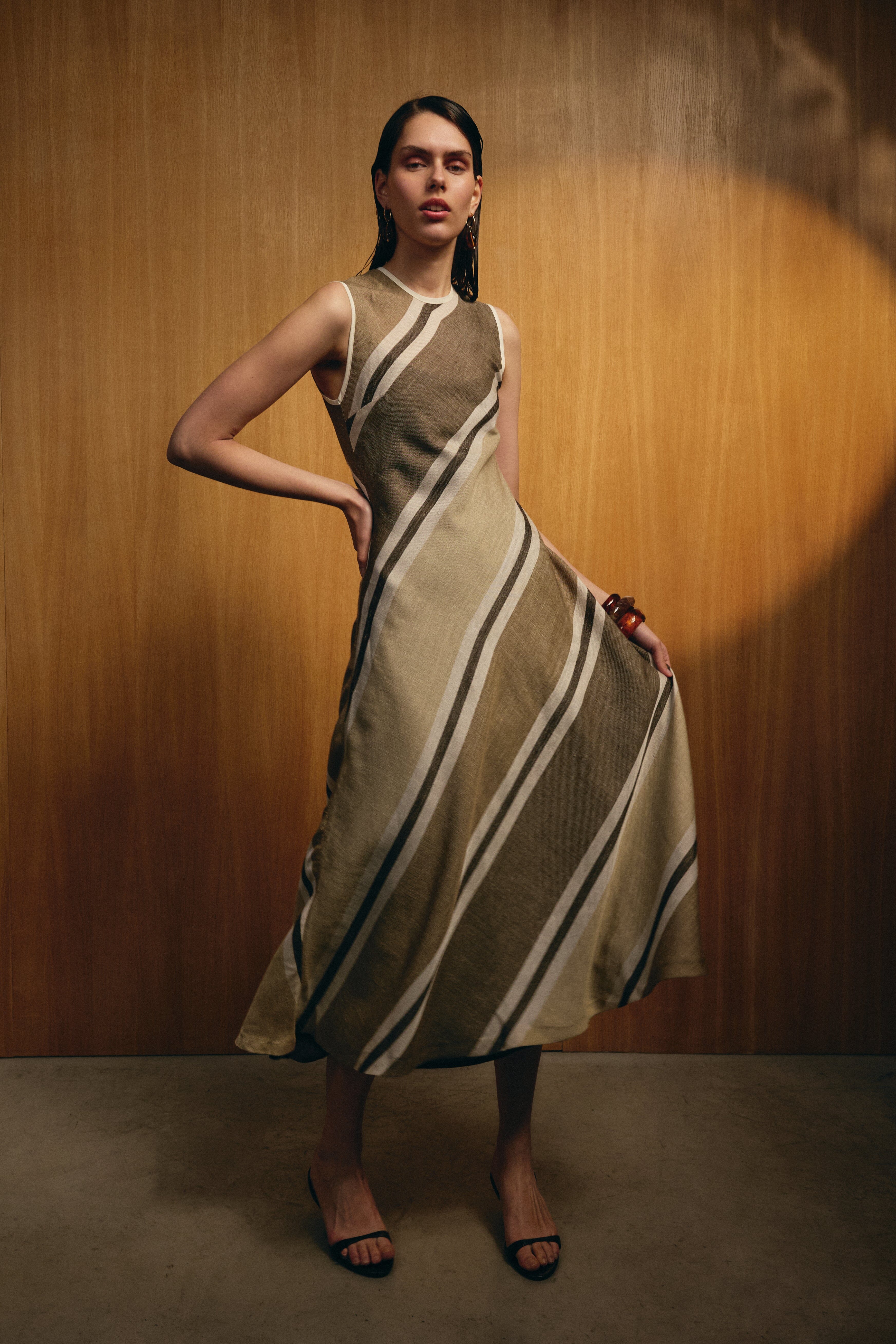Vestido Moka Rayas Marrón