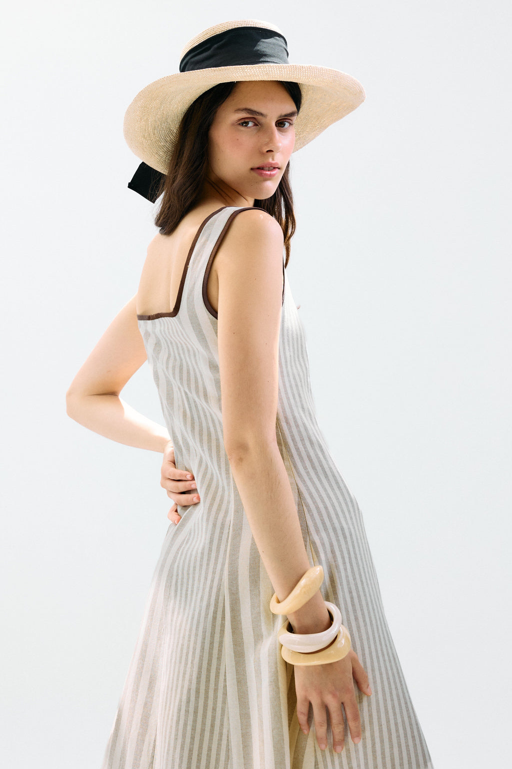 Vestido Piacere Multirrayas Beige