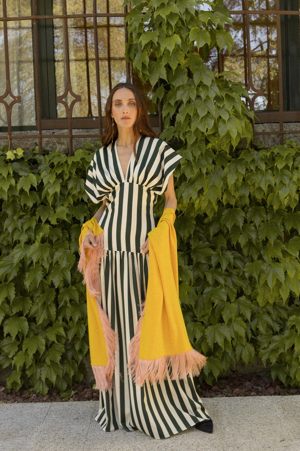 Vestido Violeta rayas verde