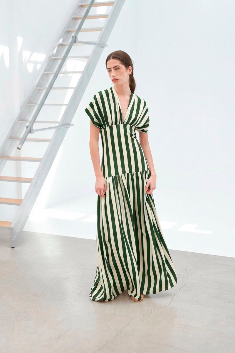Vestido Violeta rayas verde