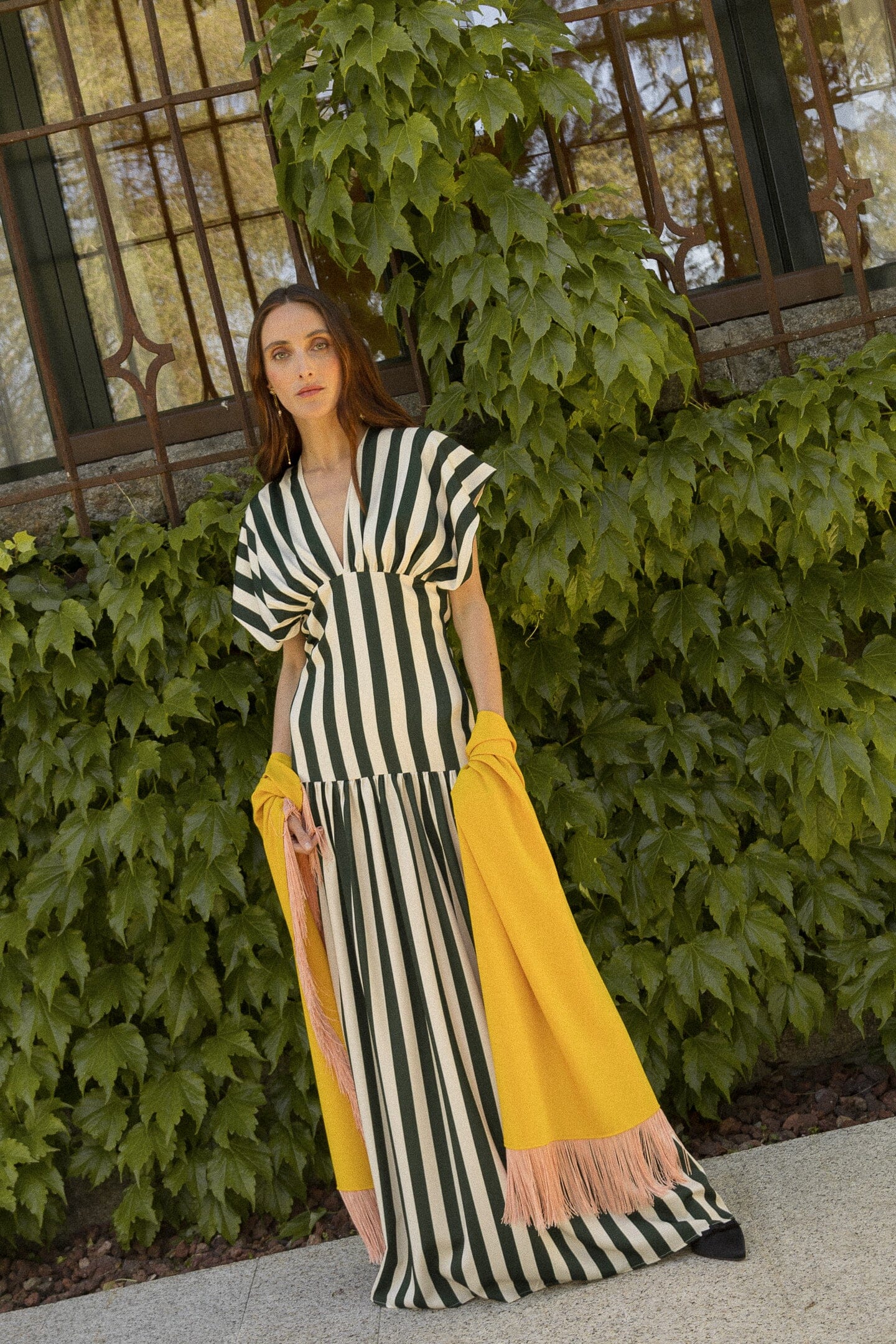 Vestido Violeta rayas verde