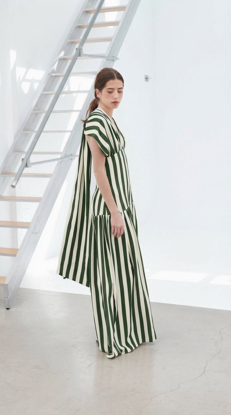 Vestido Violeta rayas verde