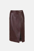 Wine Leather Skirt